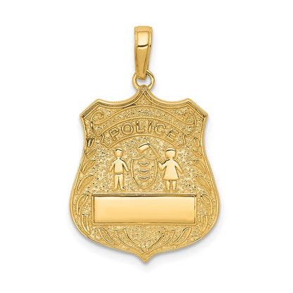 Großer Polizeimarken-Anhänger aus 14K Gelbgold