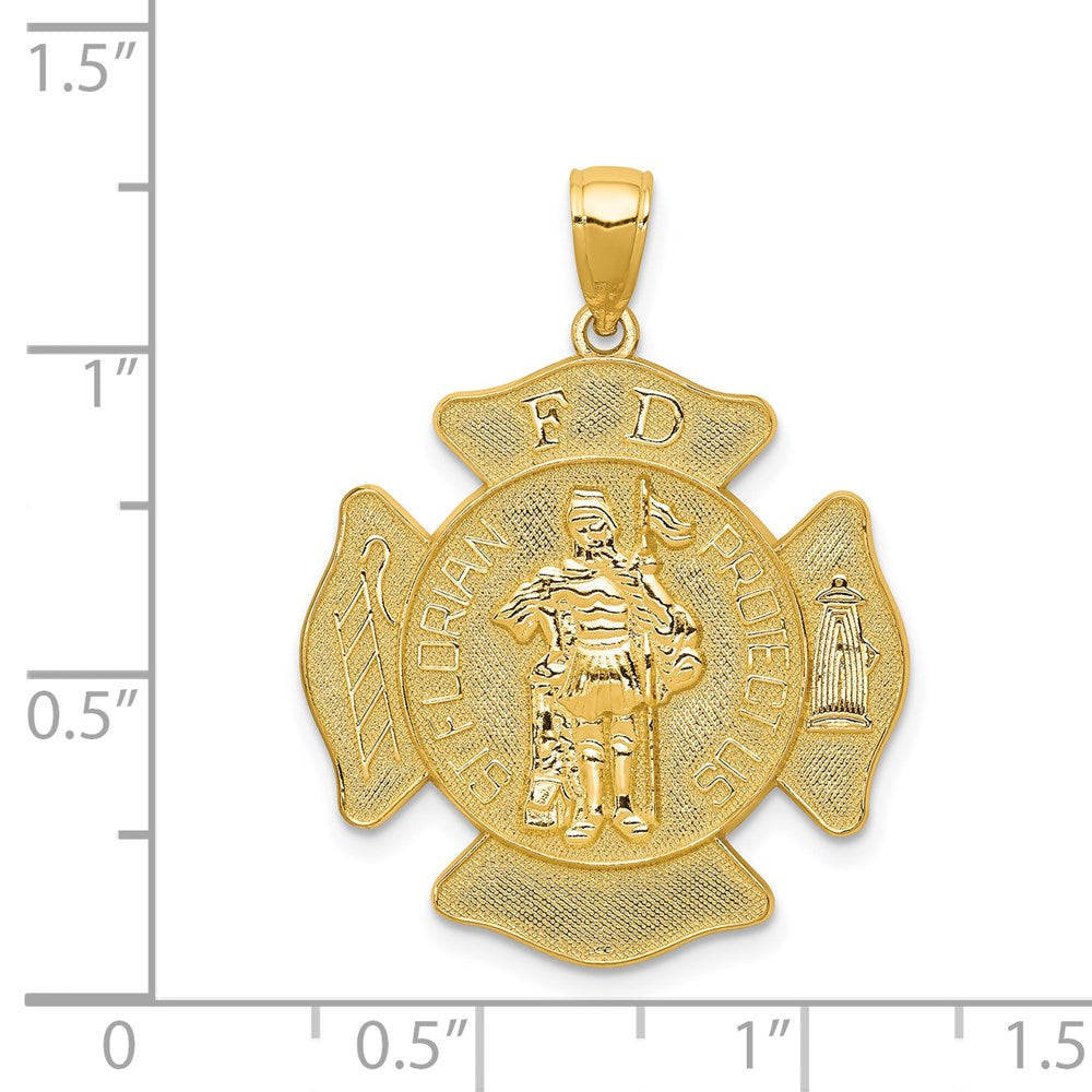 14K Gelbgold großer FD St. Florian Abzeichen-Anhänger