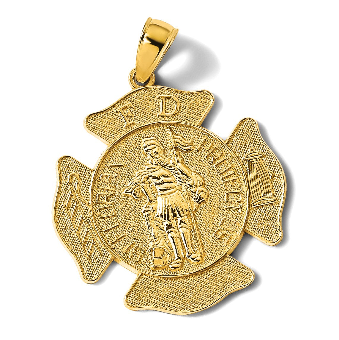 14K Gelbgold großer FD St. Florian Abzeichen-Anhänger