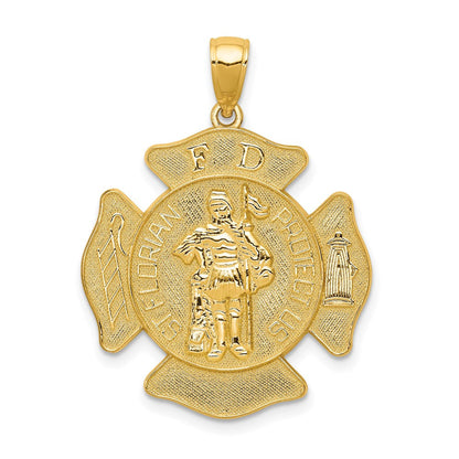 14K Gelbgold großer FD St. Florian Abzeichen-Anhänger