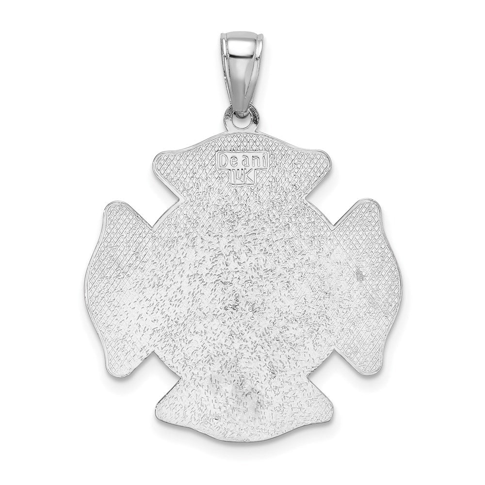 14k Weißgold Großer FD St. Florian Abzeichen-Anhänger