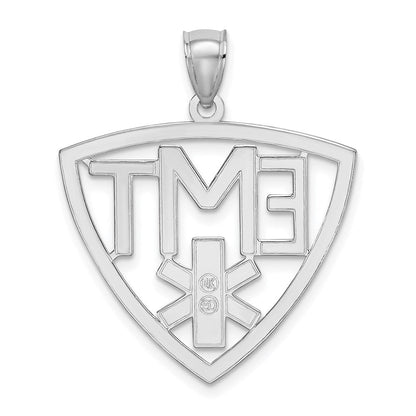 14K Weißgold Polierter Ausgeschnittener EMT-Charm