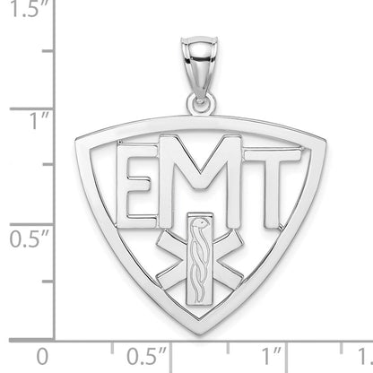14K Weißgold Polierter Ausgeschnittener EMT-Charm