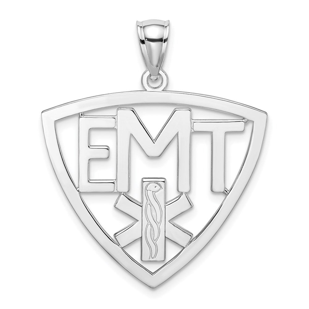 14K Weißgold Polierter Ausgeschnittener EMT-Charm