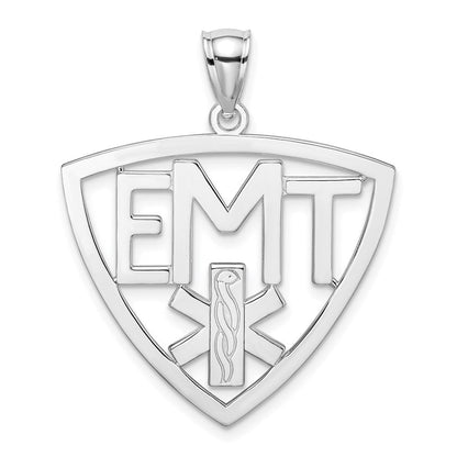14K Weißgold Polierter Ausgeschnittener EMT-Charm