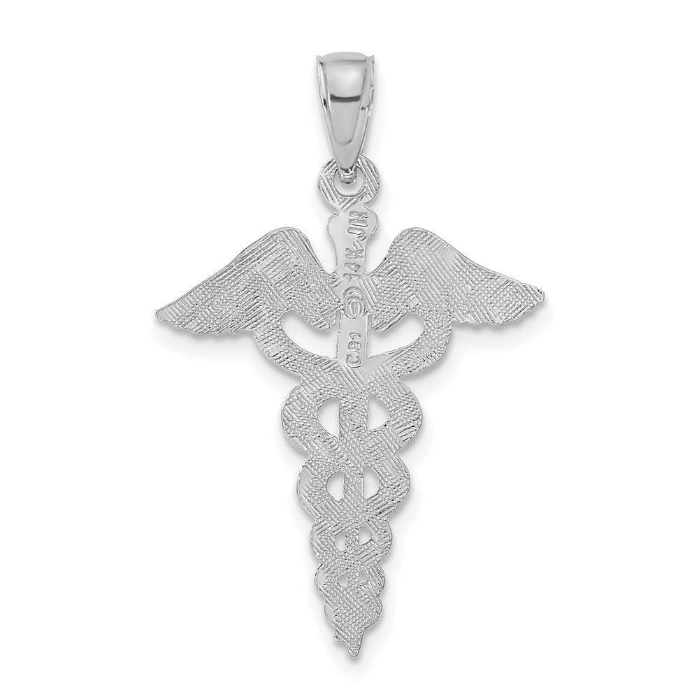 14K Weißgold Caduceus Anhänger