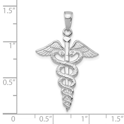 14K Weißgold Caduceus Anhänger