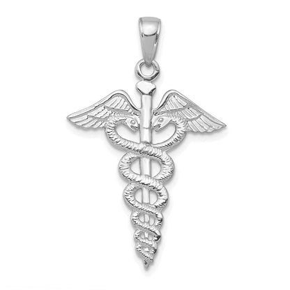 14K Weißgold Caduceus Anhänger