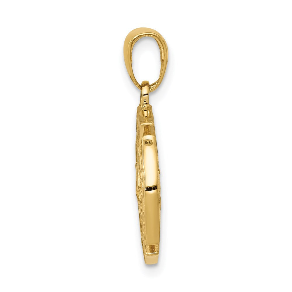 14K Gelbgold wendbarer Feuerwehr-Schild-Anhänger