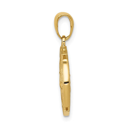 14K Gelbgold wendbarer Feuerwehr-Schild-Anhänger