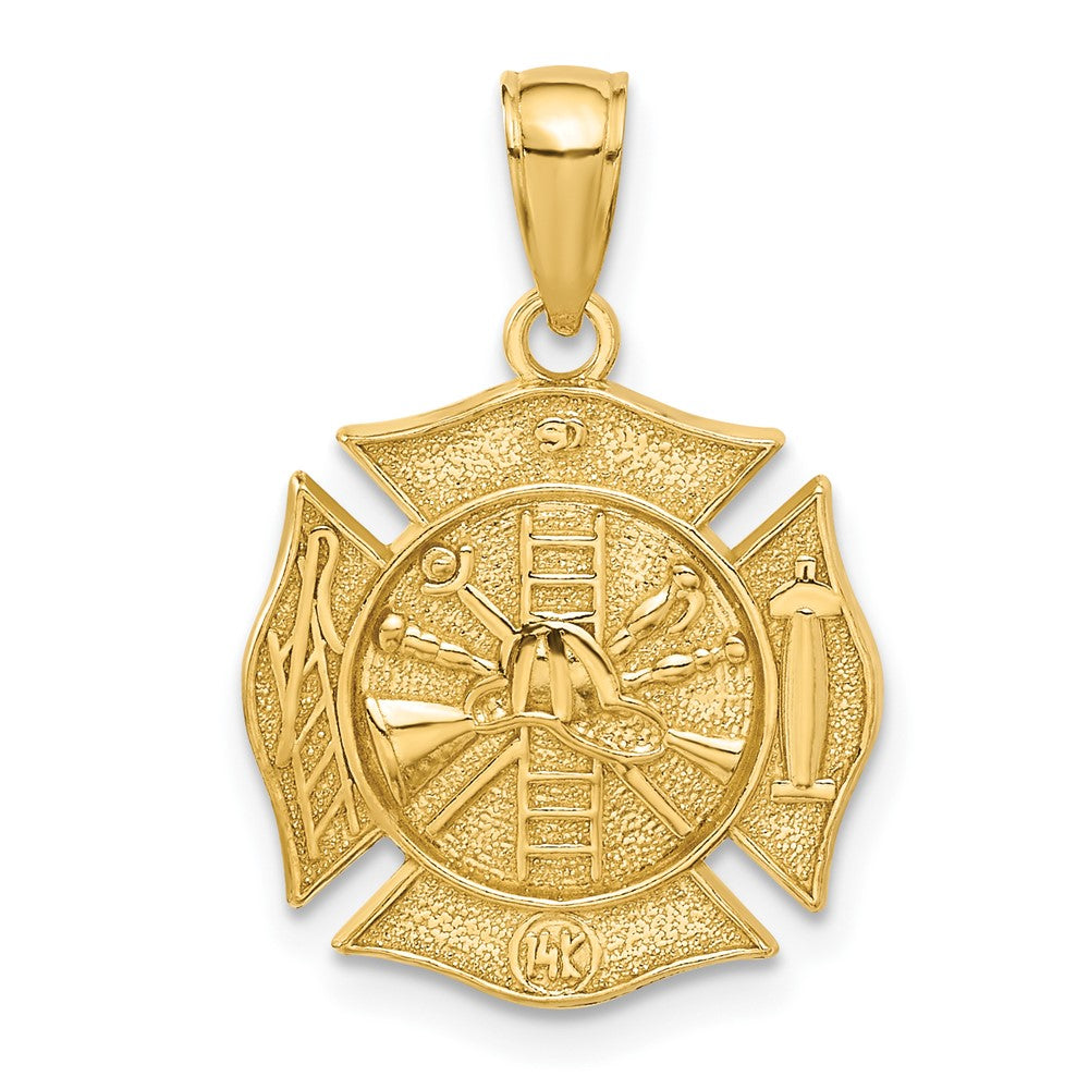 14K Gelbgold wendbarer Feuerwehr-Schild-Anhänger