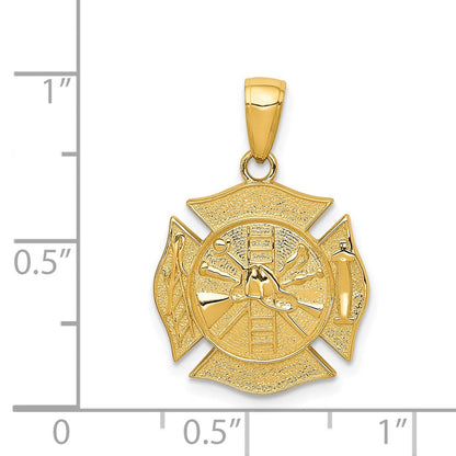 14K Gelbgold wendbarer Feuerwehr-Schild-Anhänger
