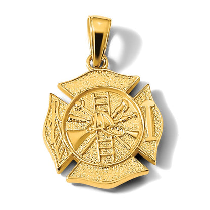14K Gelbgold wendbarer Feuerwehr-Schild-Anhänger