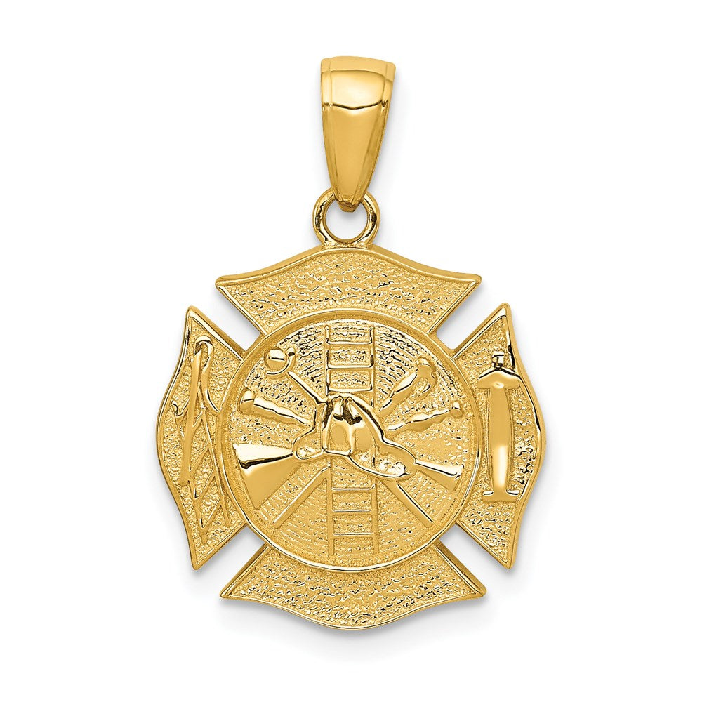 14K Gelbgold wendbarer Feuerwehr-Schild-Anhänger