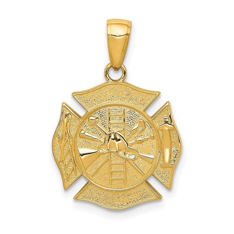 14K Gelbgold wendbarer Feuerwehr-Schild-Anhänger