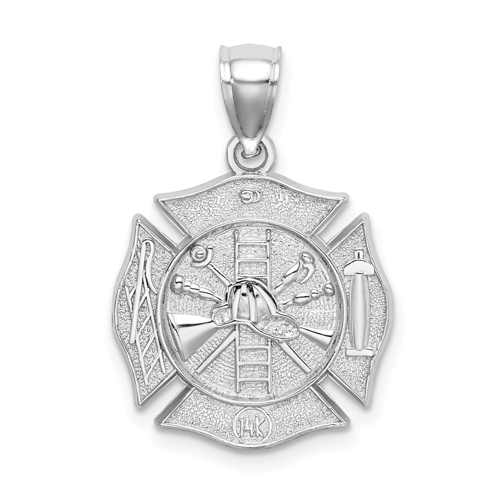 14K Weißgold Wende-Anhänger Feuerwehr-Schild