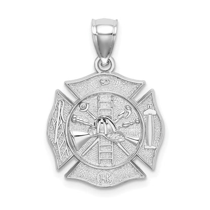 14K Weißgold Wende-Anhänger Feuerwehr-Schild