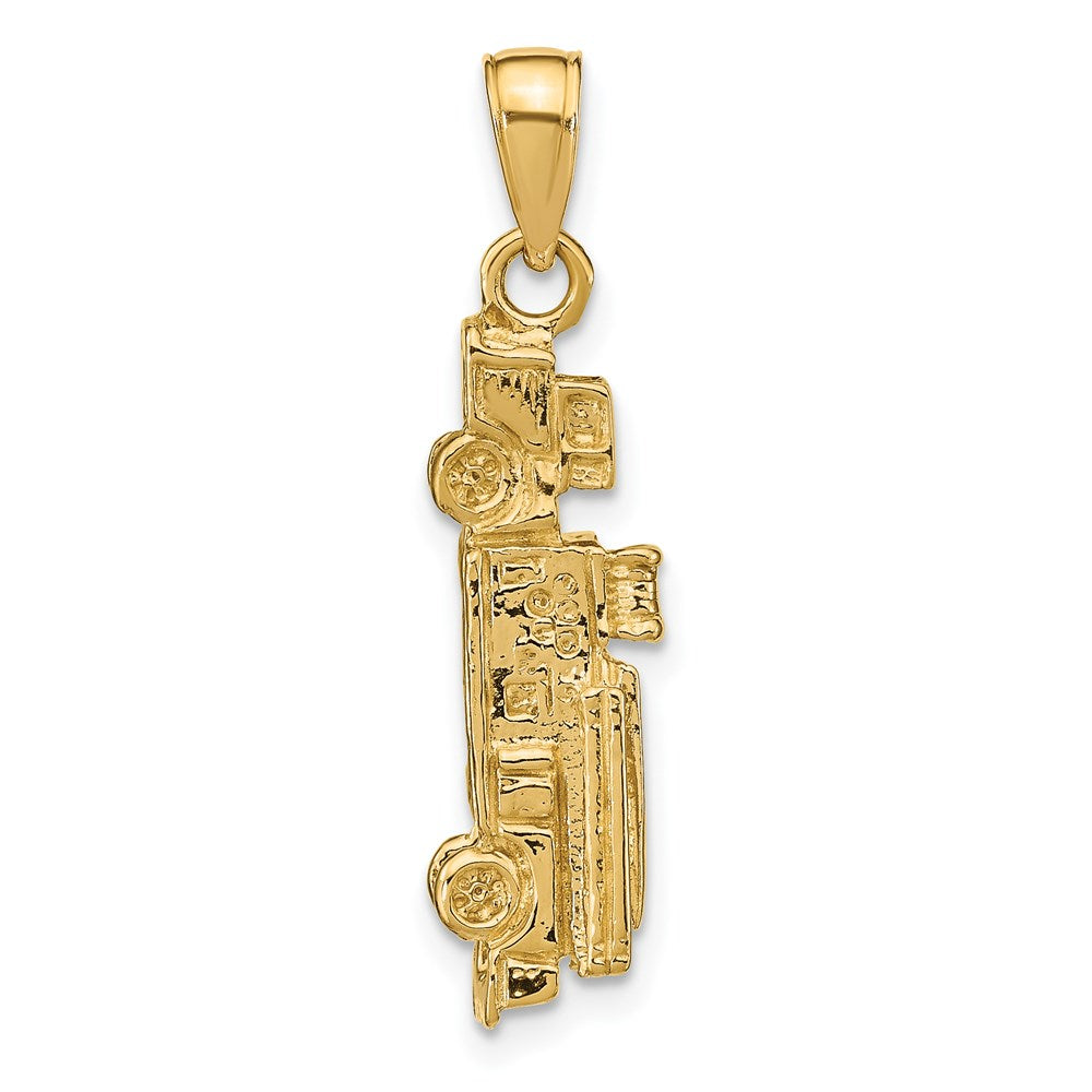 14K Gelbgold 3-D-Feuerwehrauto-Anhänger
