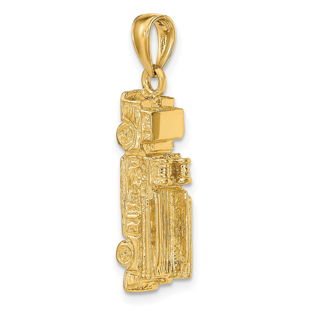 14K Gelbgold 3-D-Feuerwehrauto-Anhänger