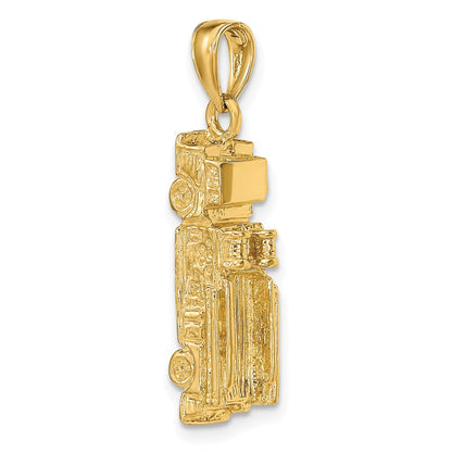 14K Gelbgold 3-D-Feuerwehrauto-Anhänger