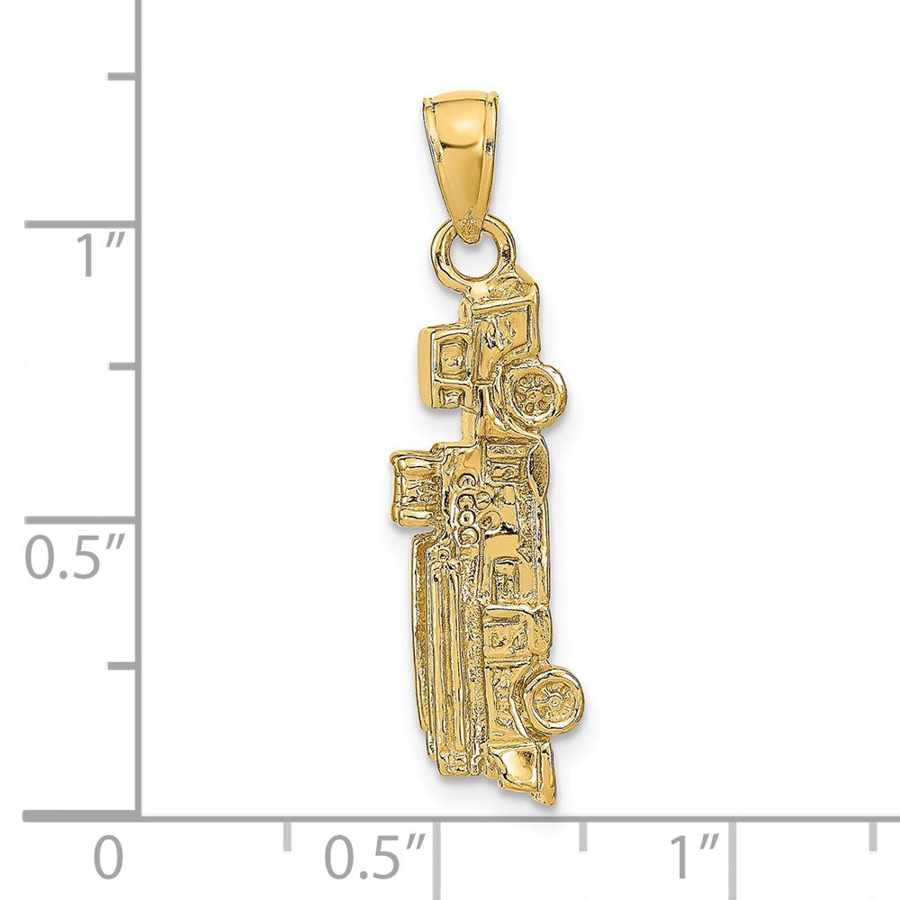 14K Gelbgold 3-D-Feuerwehrauto-Anhänger