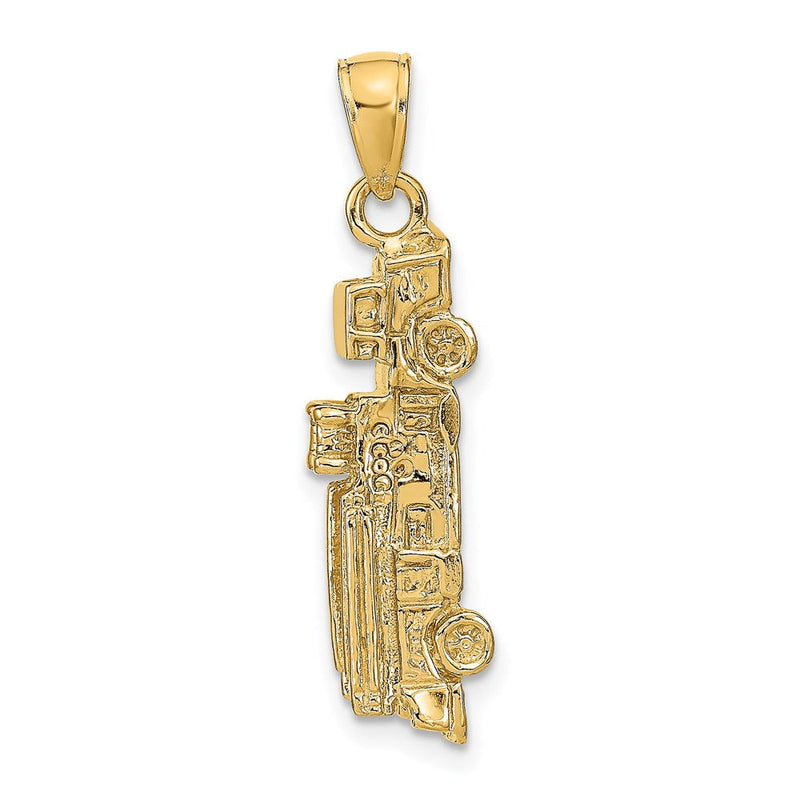 14K Gelbgold 3-D-Feuerwehrauto-Anhänger