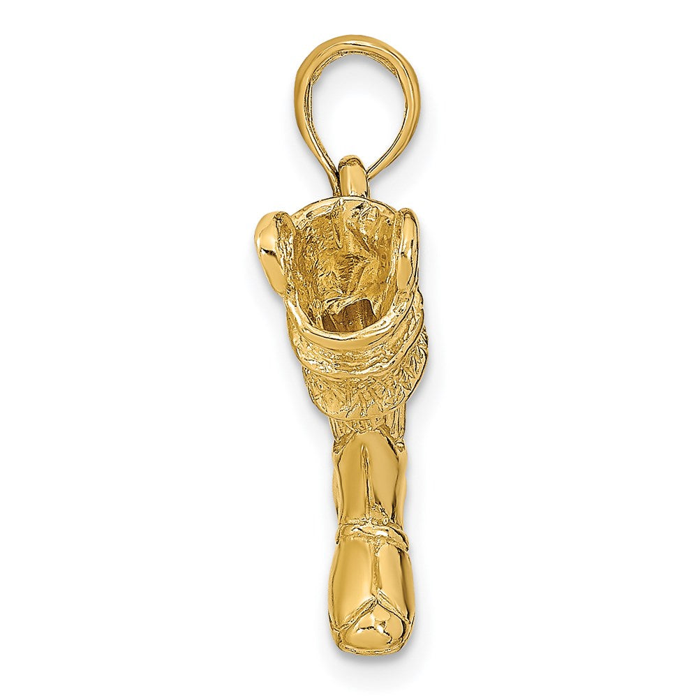 14K Gelbgold 3-D Feuerwehrstiefel-Anhänger, groß