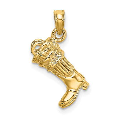 14K Gelbgold 3D-Feuerwehrstiefel-Charm