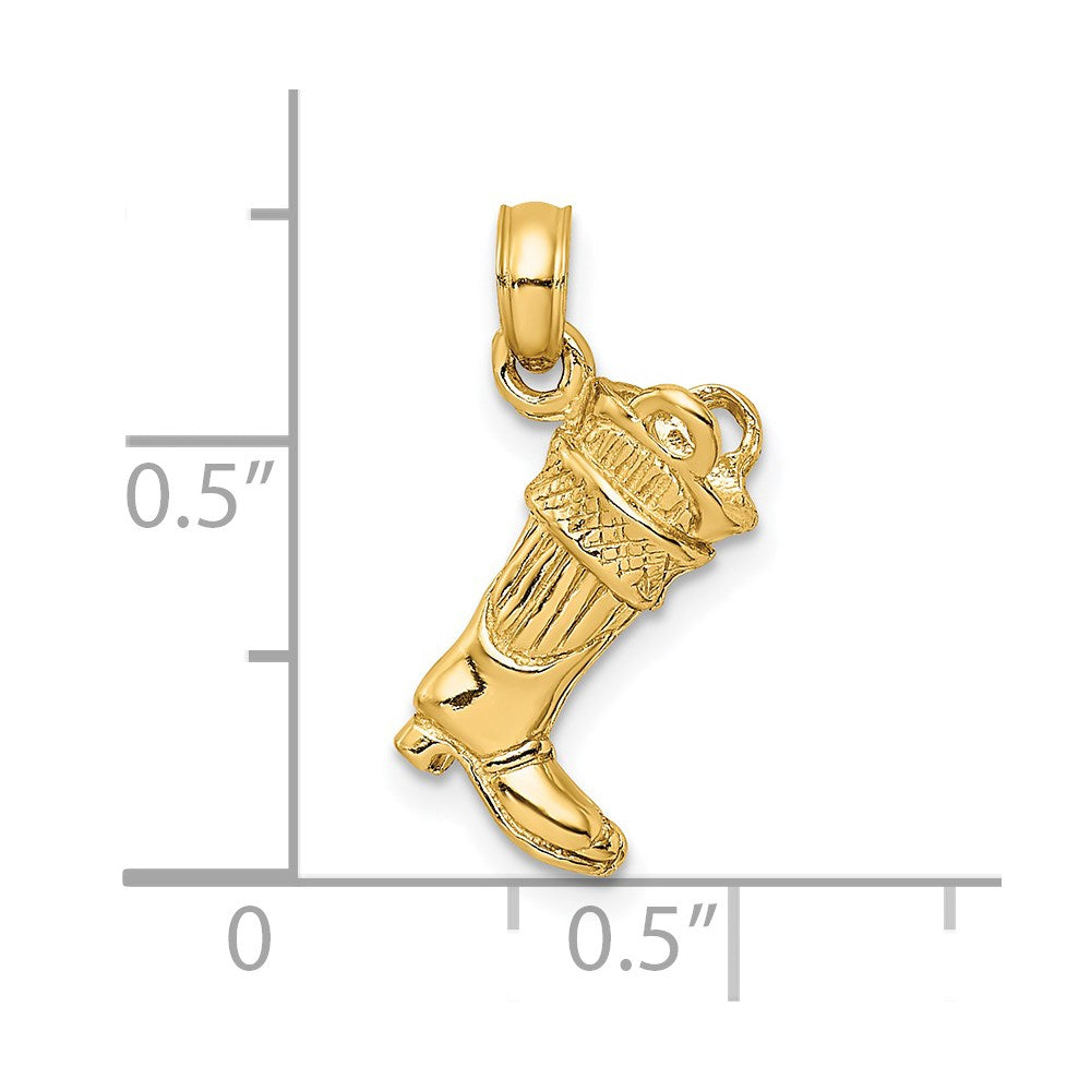 14K Gelbgold 3D-Feuerwehrstiefel-Charm