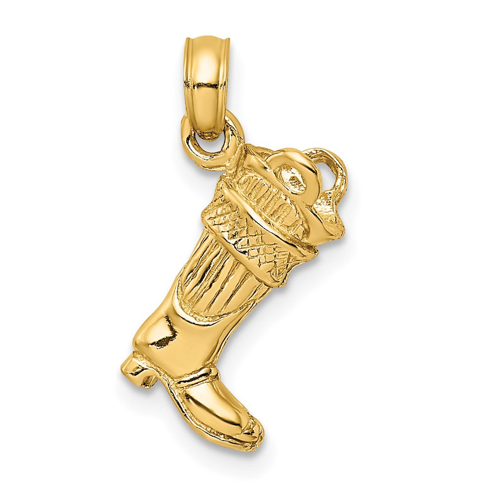 14K Gelbgold 3D-Feuerwehrstiefel-Charm