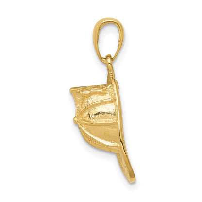 14K Gelbgold 3-D Feuerwehrhelm-Anhänger
