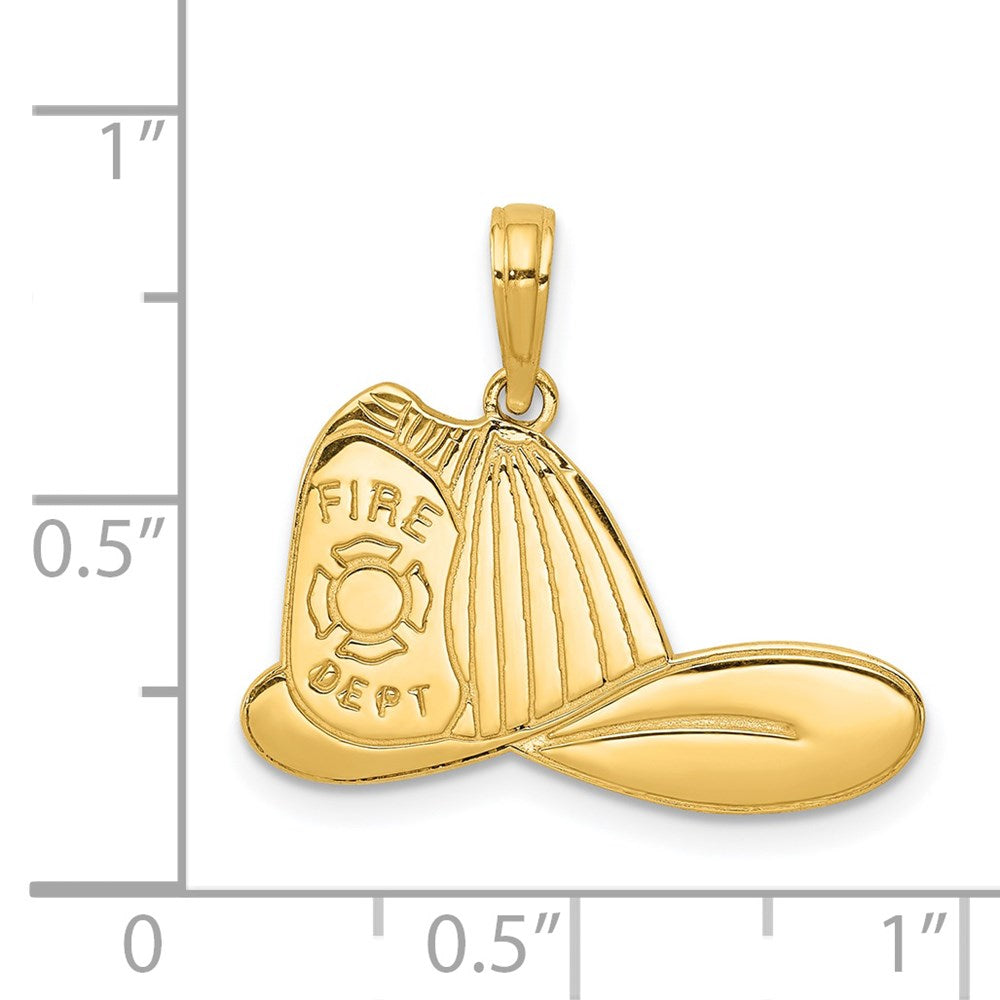 14K Gelbgold Feuerwehrhelm-Anhänger, groß