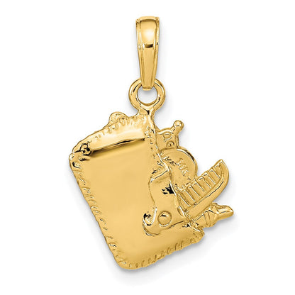 14K Gelbgold Satin 3-D Kosmetiktäschchen-Anhänger