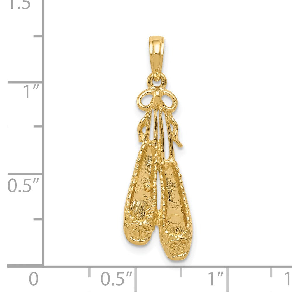 14K Gelbgold Massiv Satiniert-Poliert Ballettschuhe Anhänger