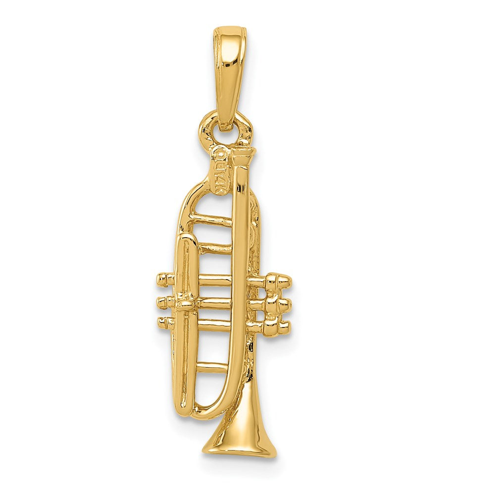 14K Gelbgold massiver, polierter 3-D-Trompeten-Anhänger