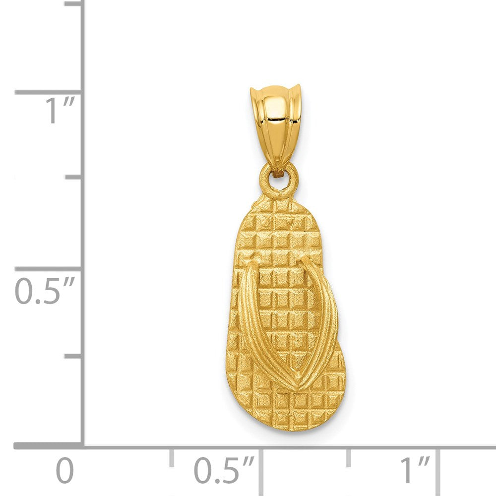 14K Gelbgold 3D Massiv Polierter Sandalen-Anhänger