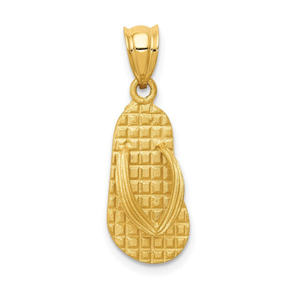 14K Gelbgold 3D Massiv Polierter Sandalen-Anhänger