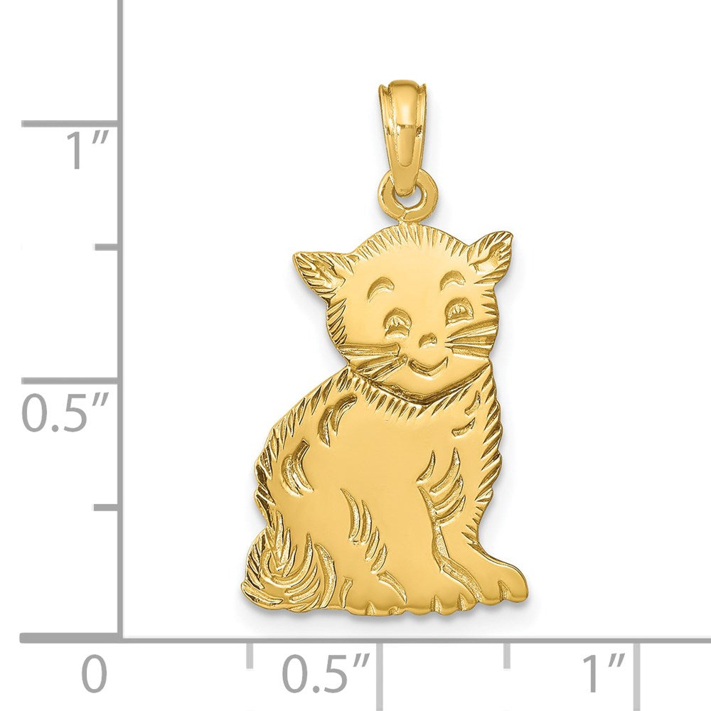 14K Gelbgold Polierter Katzen-Charm