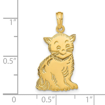 14K Gelbgold Polierter Katzen-Charm