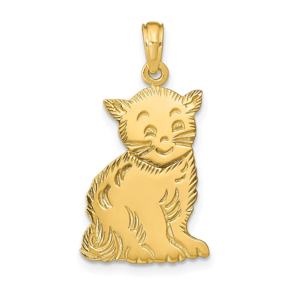 14K Gelbgold Polierter Katzen-Charm