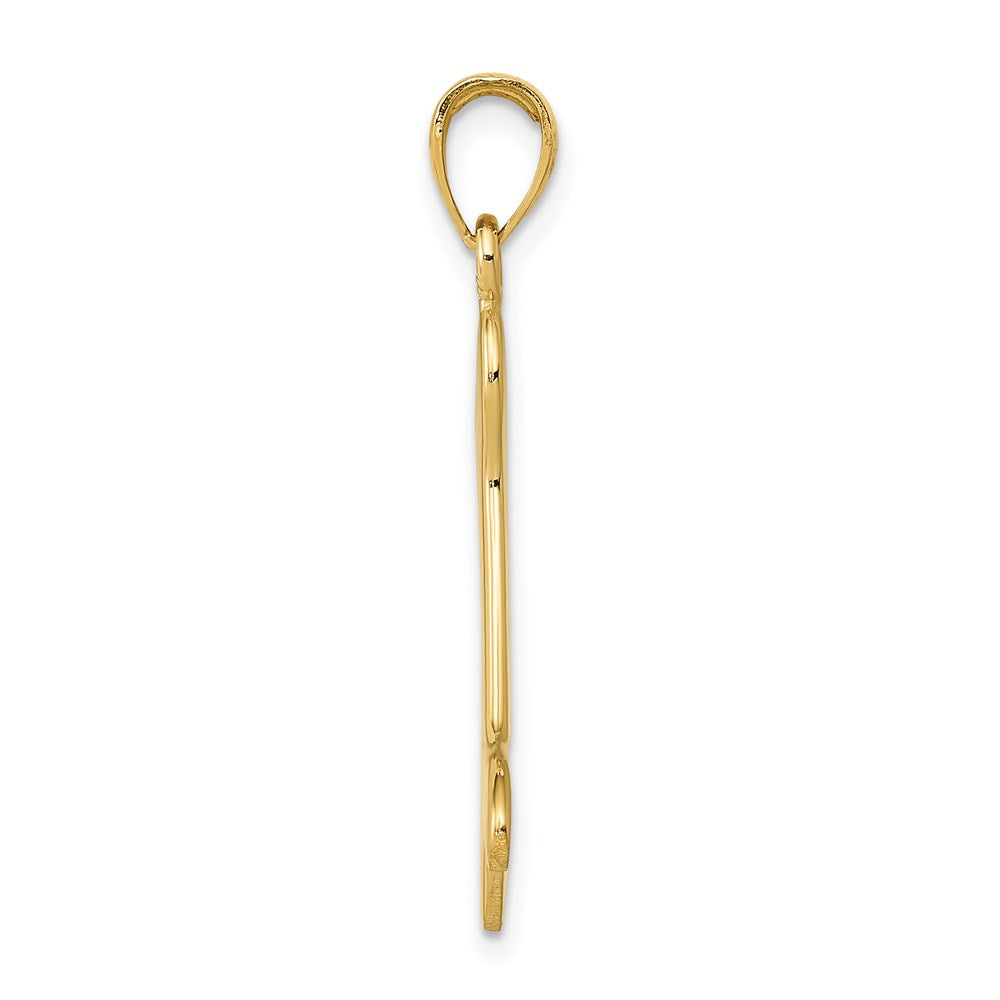 14K Gelbgold massiver polierter Hundeknochen-Charm