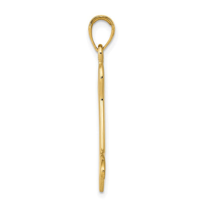 14K Gelbgold massiver polierter Hundeknochen-Charm