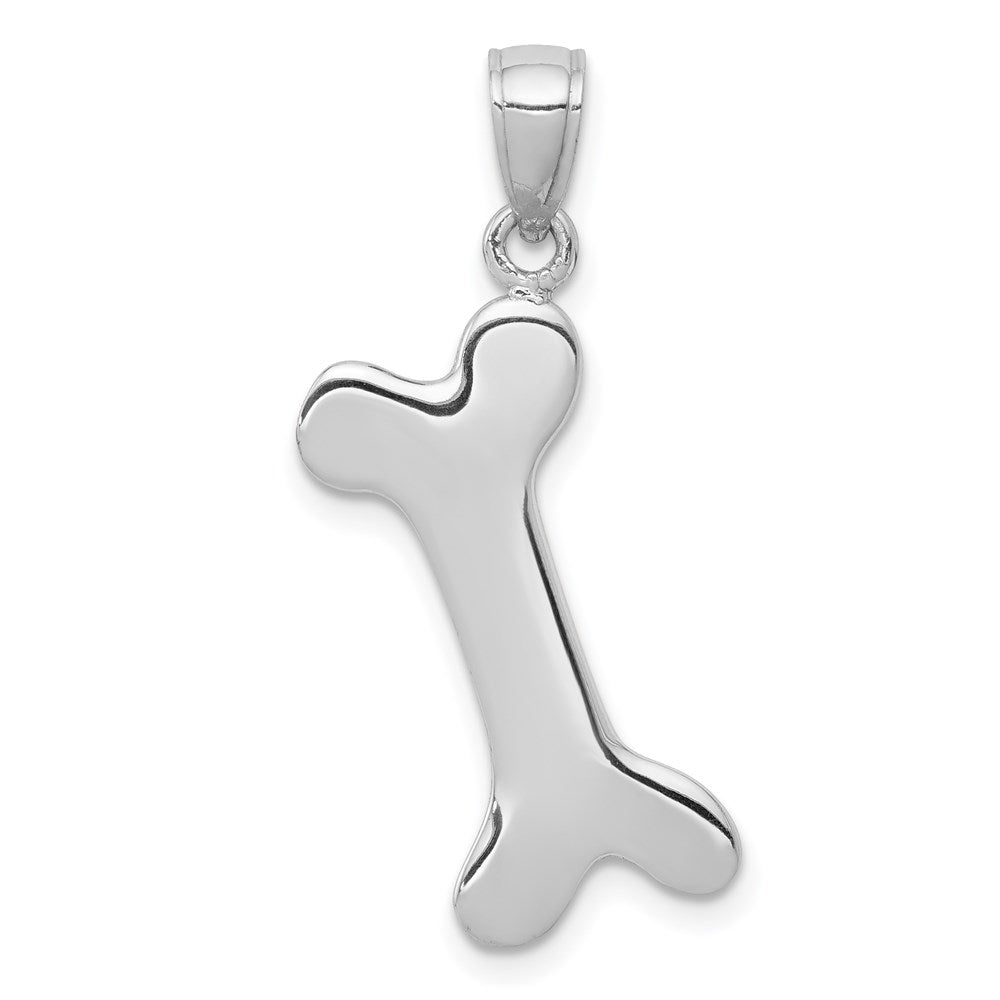 14K Weißgold Massiver Polierter Hundeknochen-Charm