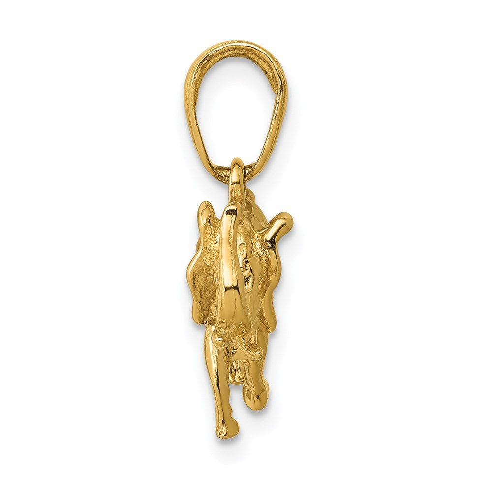14K Gelbgold Polierter 3-D Elefant Anhänger