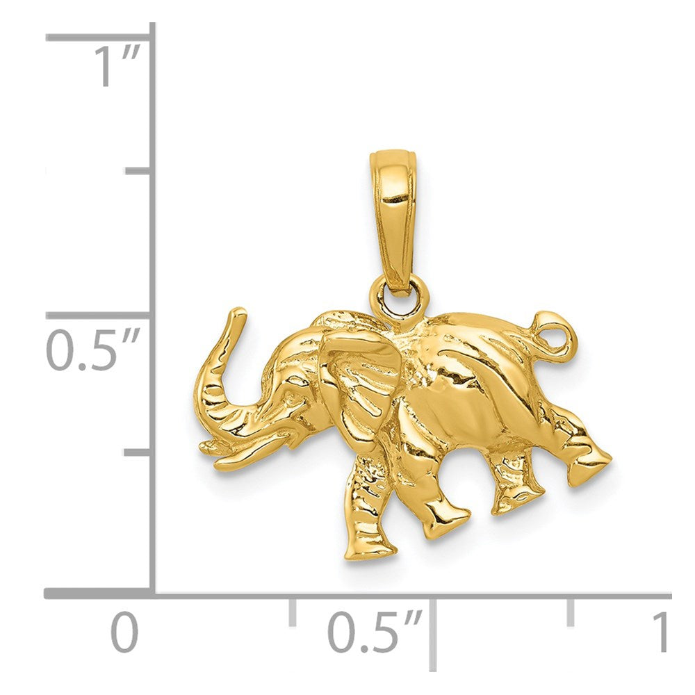 14K Gelbgold Polierter 3-D Elefant Anhänger