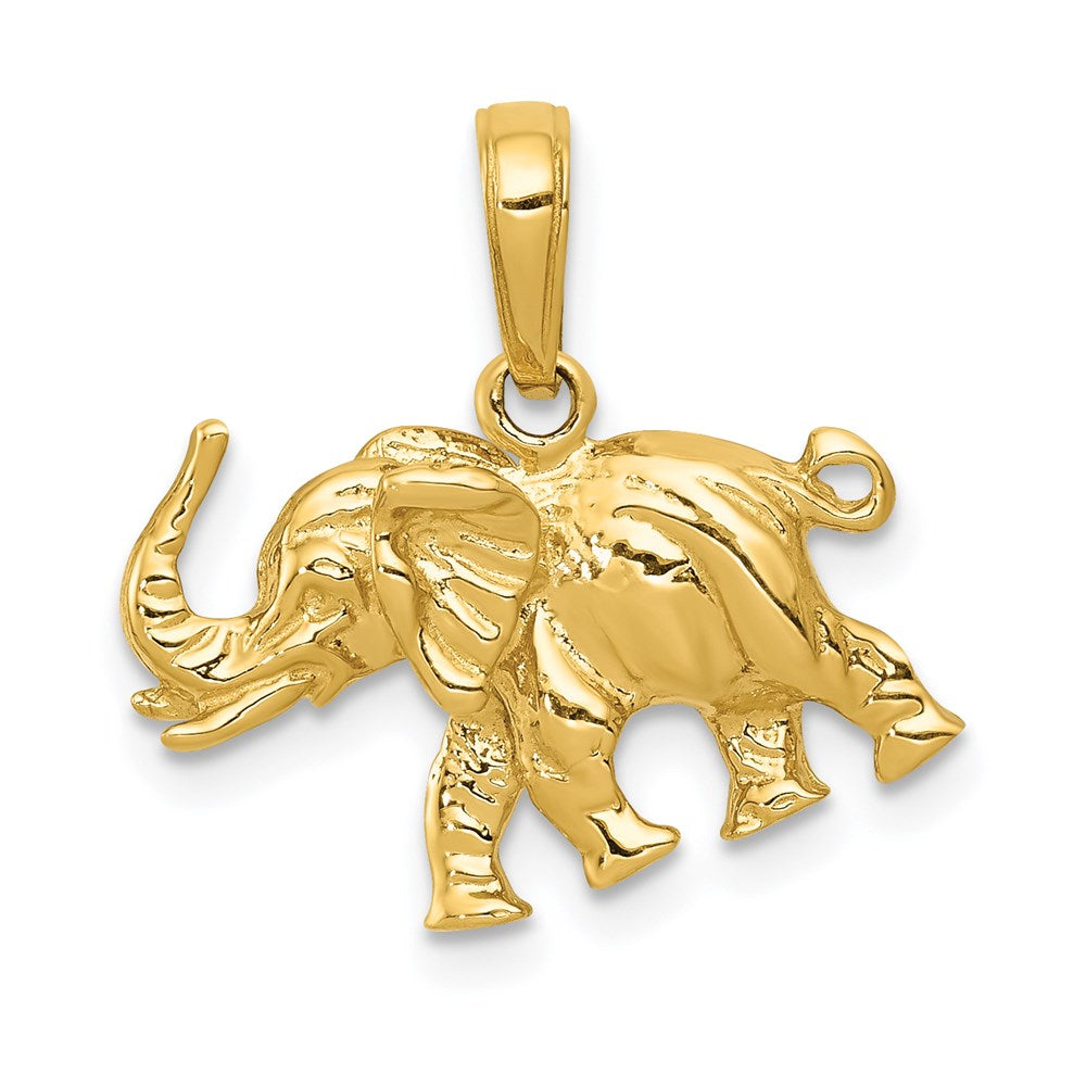 14K Gelbgold Polierter 3-D Elefant Anhänger