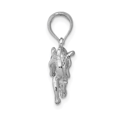 14K Weißgold Polierter 3-D Elefant Anhänger