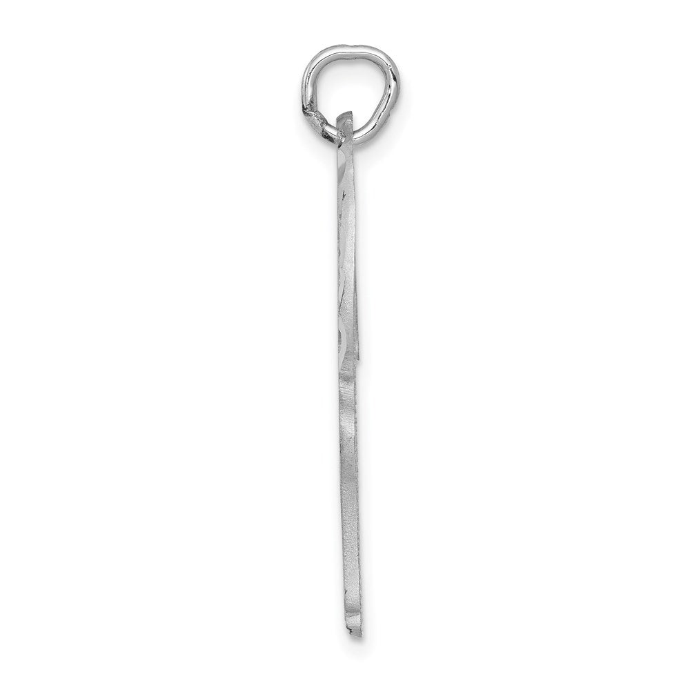 14K Weißgold Massiv Satiniert Diamantgeschliffen Flachrückiger Giraffen-Charm