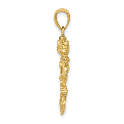 14K Gelbgold massiver 3-D Drachen-Anhänger