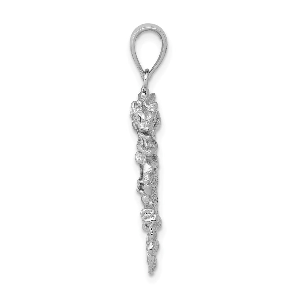 14K Weißgold 3-D-Drachen-Charm